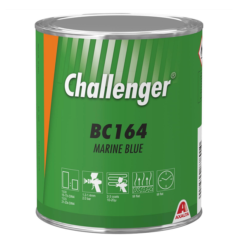 BC164 Морской синий Challenger BC  1л. Краска на основе акриловой смолы Challenger BC для ремонта автомобилей.
