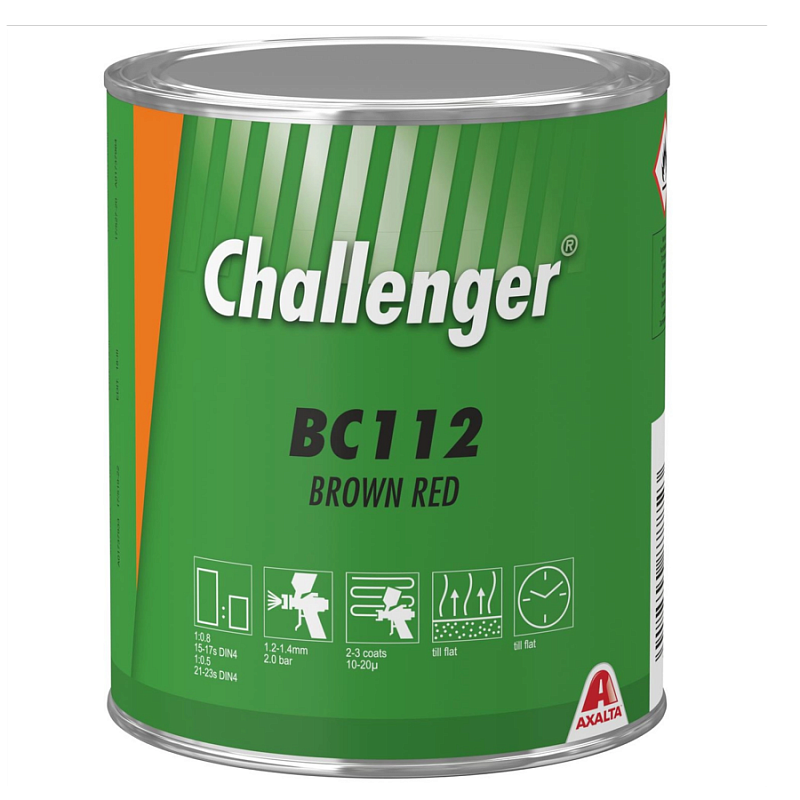 BC112 Коричневый красный Challenger BC 1л. Краска на основе акриловой смолы Challenger BC для ремонта автомобилей.