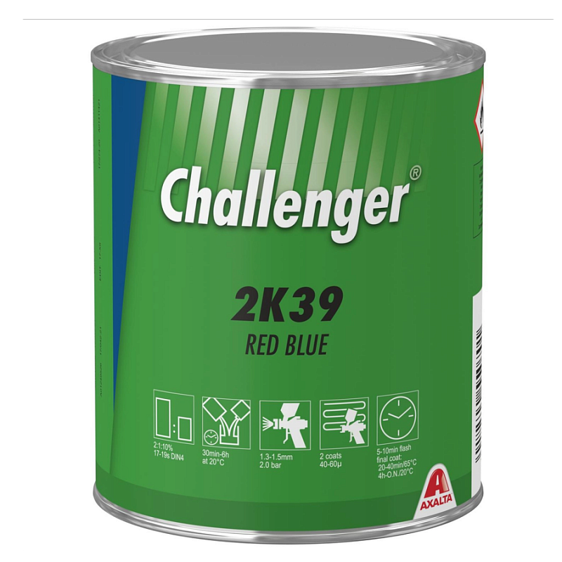 2K39 Красно синий Challenger SS  1л. Эмаль (краска) на основе акриловой смолы Challernger 2К для ремонта автомобилей