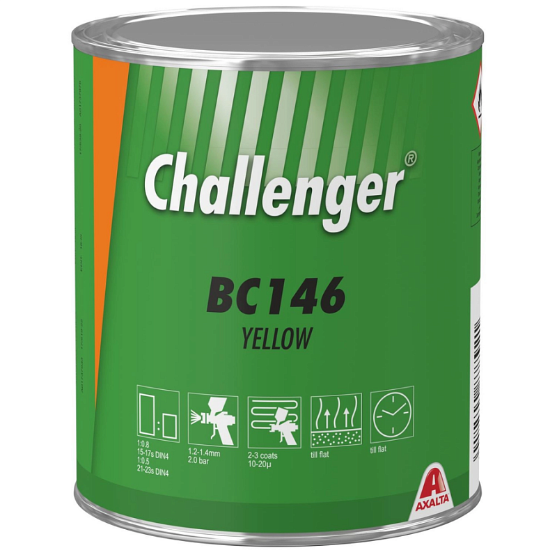 BC146 Жёлтый  Challenger 1л. Краска на основе акриловой смолы Challenger BC для ремонта автомобилей.