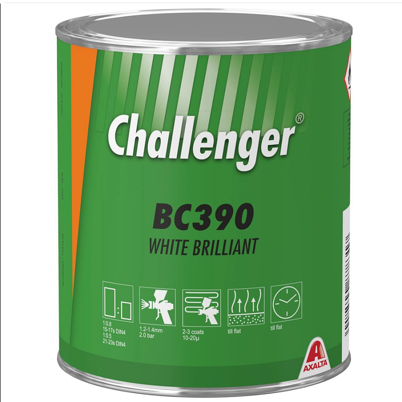 BC390 Белый брилиант Challenger BC  1л. Краска на основе акриловой смолы Challenger BC для ремонта автомобилей.