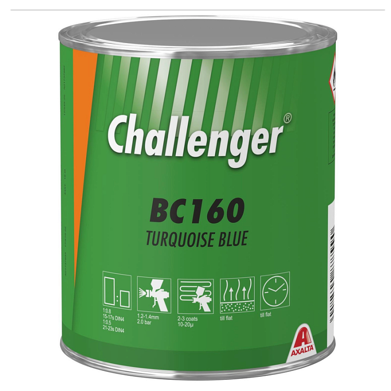 BC160 Бирюзово синий Challenger BC  1л. Краска на основе акриловой смолы Challenger BC для ремонта автомобилей.